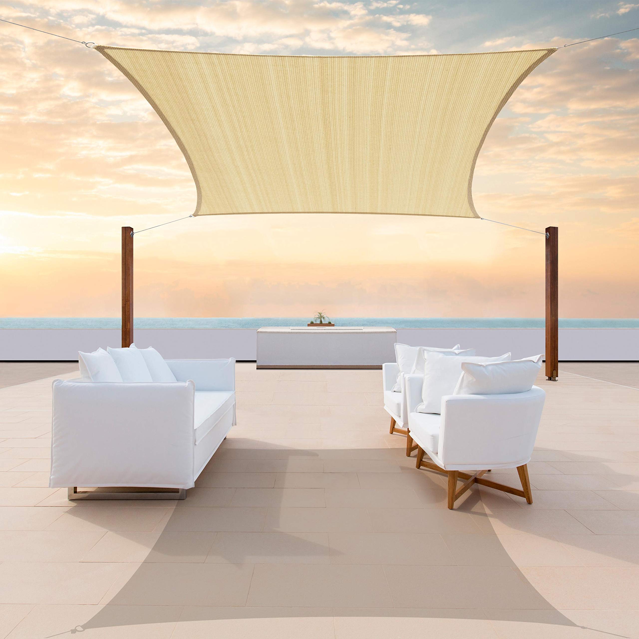 Colourtree Tapr1620 Custom Size 18' X 19' Beige Sun Shade Sail Canopy Uv Block Upf50  Rectangle - Commercial Standard Heavy Duty